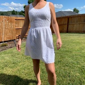 ELLE White Crochet BabyDoll Dress Womens Size 6